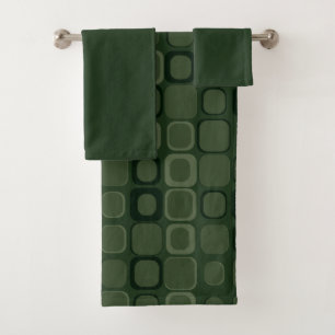 Mydeas Dark Green Modest Retro Squares Bath Towel Set