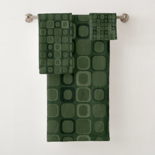 Mydeas Dark Green Modest Retro Squares Bath Towel Set
