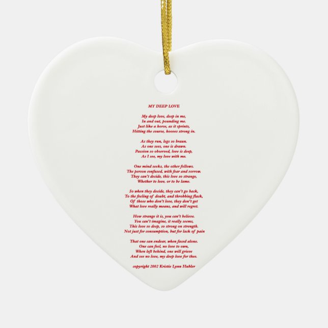 MyDeepLovePoemTextRedOnWhite021411 Ceramic Tree Decoration (Front)