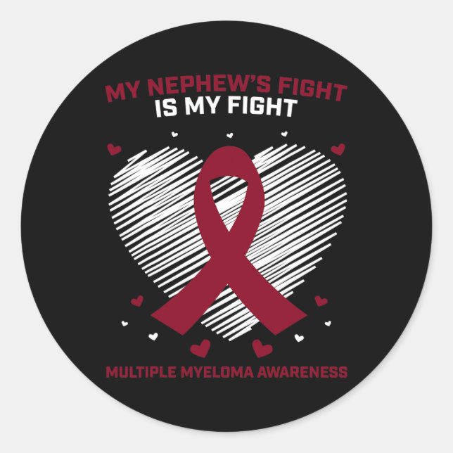 Myeloma Awareness Ribbon Blood Cancer Survivor Pla Classic Round Sticker (Front)