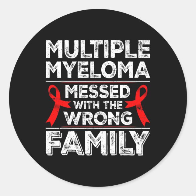 Myeloma Awareness Ribbon Blood Cancer Survivor Pla Classic Round Sticker (Front)