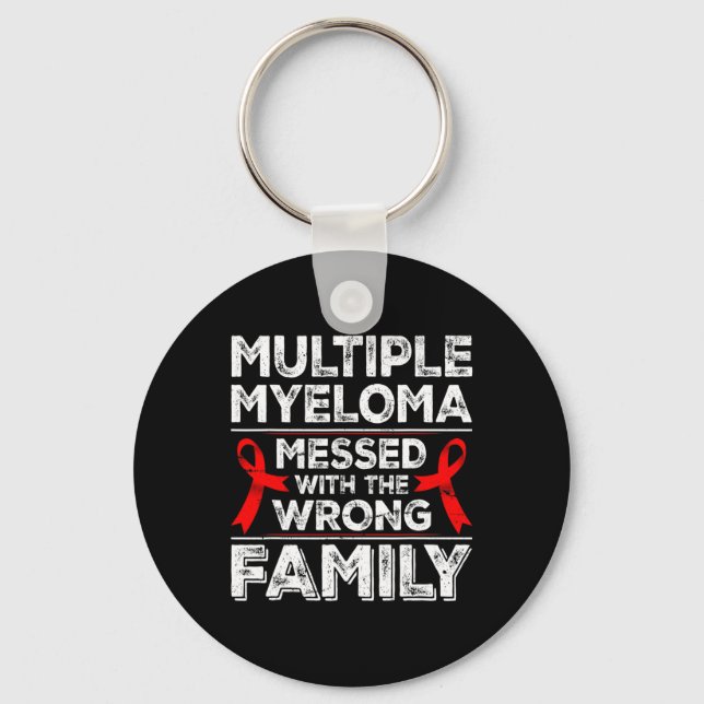 Myeloma Awareness Ribbon Blood Cancer Survivor Pla Key Ring (Front)