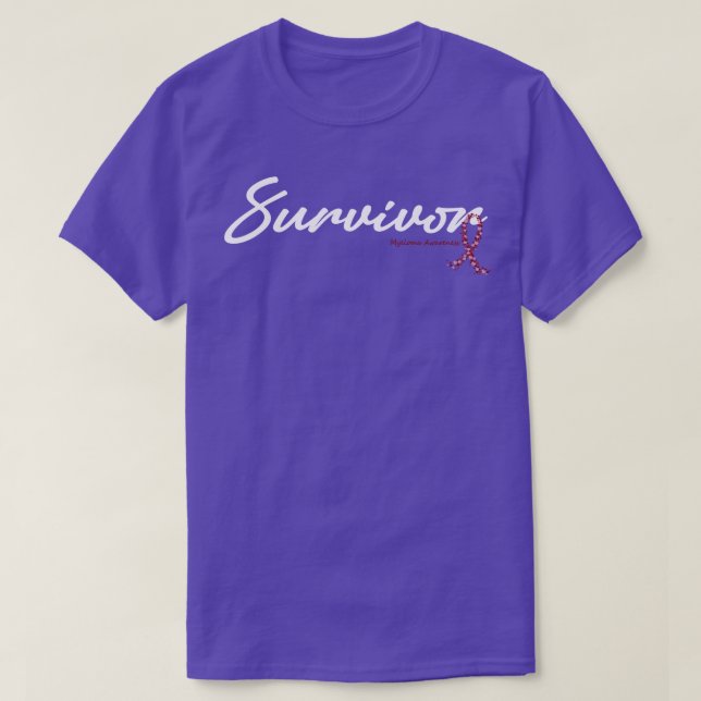 Myeloma Awareness Survivor Glitter Ribbon Hope For T-Shirt (Design Front)