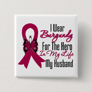 Myeloma Ribbon Hero My Husband 15 Cm Square Badge