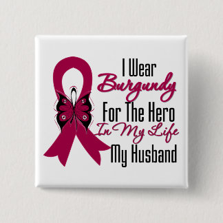 Myeloma Ribbon Hero My Husband 15 Cm Square Badge