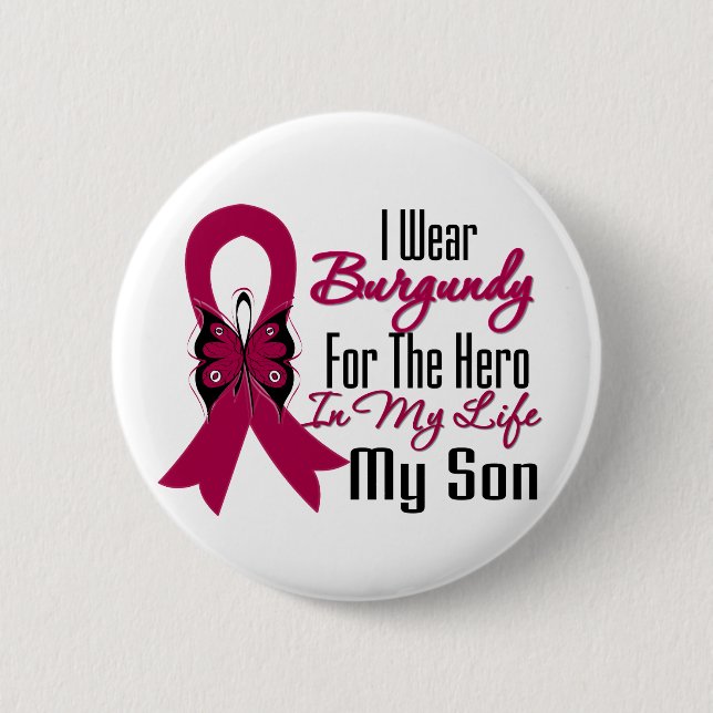 Myeloma Ribbon Hero My Son 6 Cm Round Badge (Front)