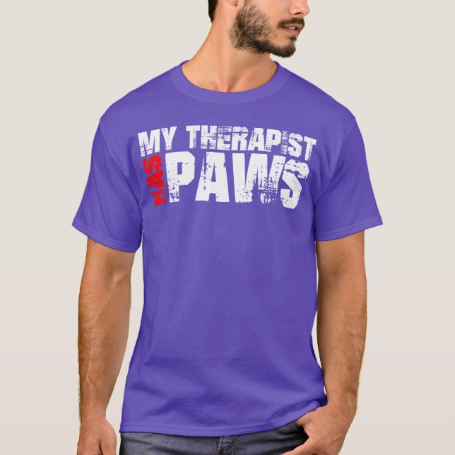 Myherapist Has Paws retro T-Shirt (Front)