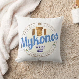 Mykonos Cyclades Islands Greece Vintage Souvenir Cushion