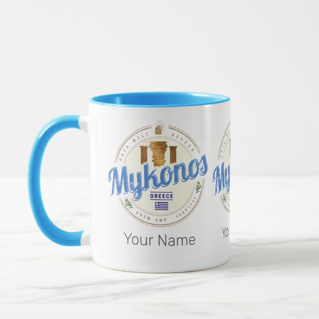 Mykonos Cyclades Islands Greece Vintage Souvenir Mug (Left)