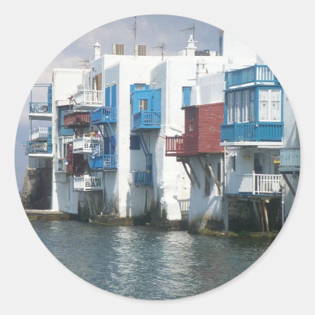 Mykonos, Greece Classic Round Sticker (Front)