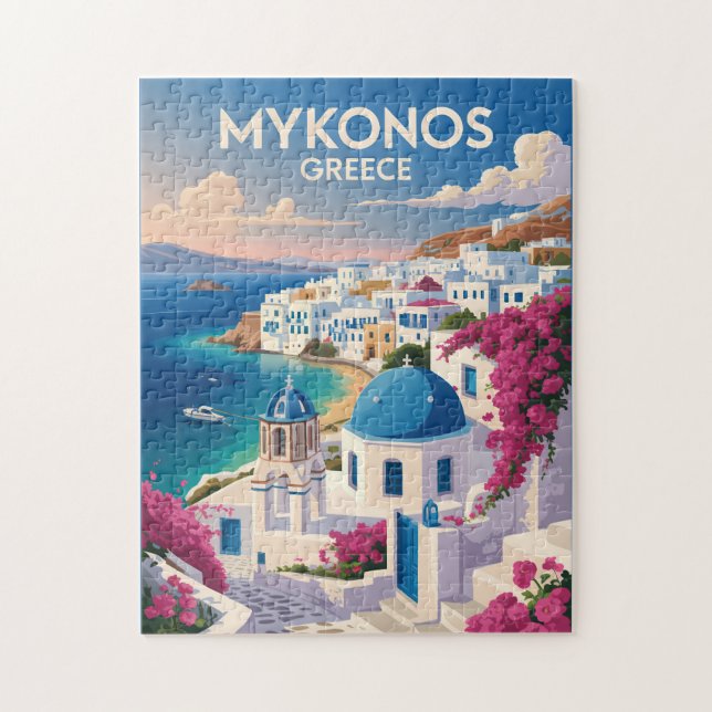 Mykonos Greece Coast Travel Art Vintage Jigsaw Puzzle (Vertical)