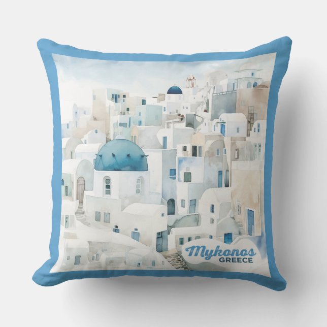 Mykonos Greece Cushion (Front)