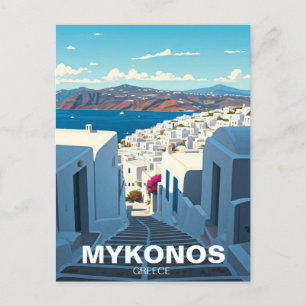 Mykonos Greece Cyclades Travel Street Postcard