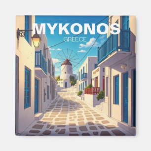 Mykonos Greece Cyclades Travel Windmill Magnet