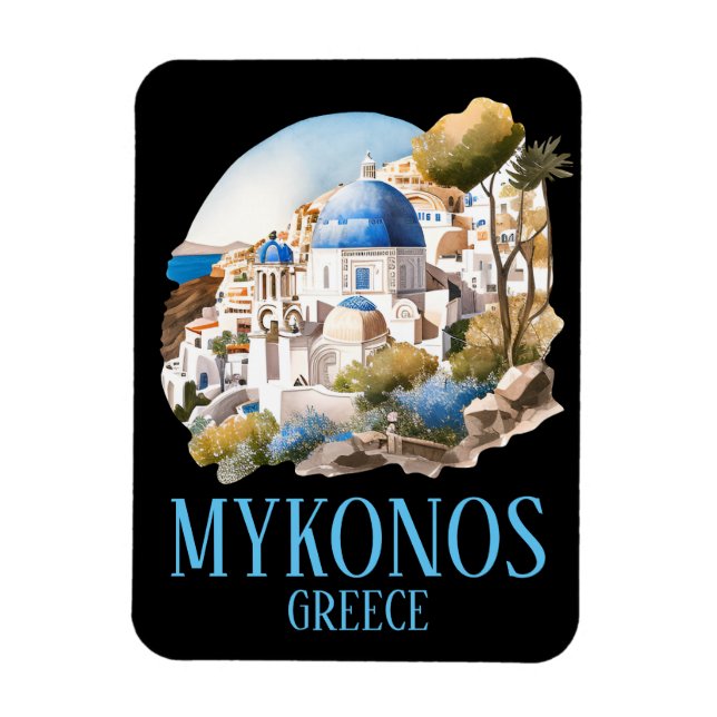 Mykonos Greece Greek Island Vintage Travel Magnet (Vertical)