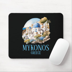 Mykonos Greece Greek Island Vintage Travel Mouse Mat
