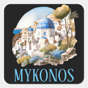 Mykonos Greece Greek Island Vintage Travel Square Sticker
