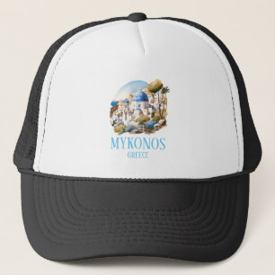 Mykonos Greece Greek Island Vintage Travel Trucker Hat