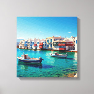 Mykonos Greece Greek Islands boats Canvas Print