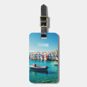 Mykonos Greece Greek Islands boats Luggage Tag