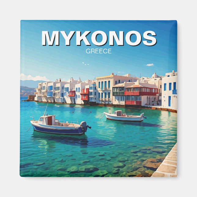Mykonos Greece Greek Islands boats Magnet (Front)