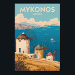 Mykonos Greece Illustration Travel Art Vintage Poster<br><div class="desc">Mykonos retro vector travel design. From the scenic windmills to the charming lanes of Little Venice,  Mykonos offers a perfect mix of relaxation,  beauty,  and energy.</div>