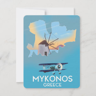 Mykonos Greece Map travel poster
