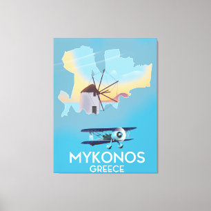 Mykonos Greece Map travel poster Canvas Print