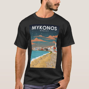 Mykonos Greece Night Sky Travel Poster  T-Shirt