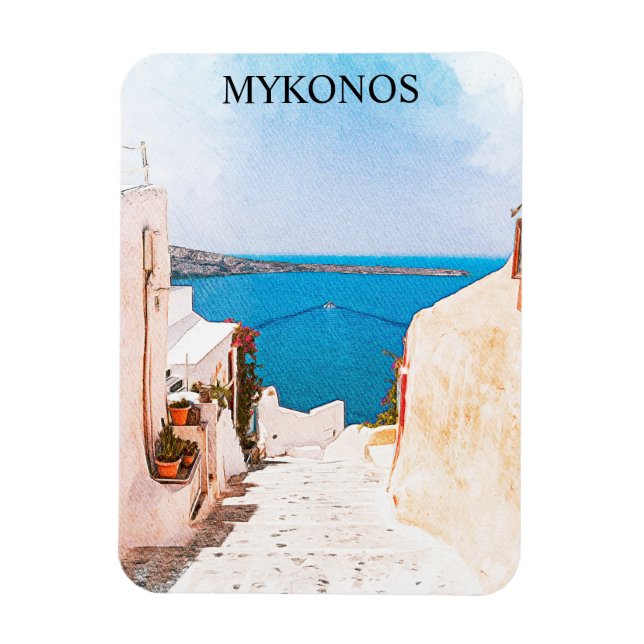 Mykonos Greece Ocean View Travel Magnet (Vertical)