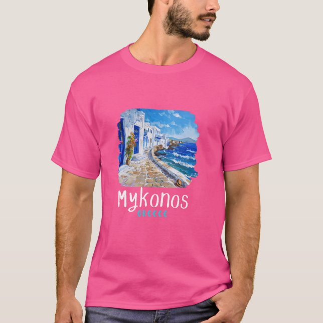 Mykonos Greece Painting  Mykonos T-Shirt (Front)