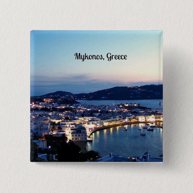 Mykonos, Greece panorama 15 Cm Square Badge (Front)