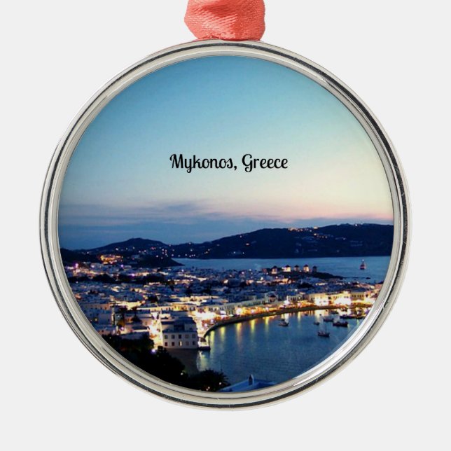 Mykonos, Greece panorama Metal Tree Decoration (Front)
