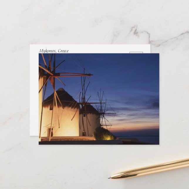 Mykonos Greece Postcard (Front/Back In Situ)