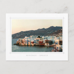 Mykonos Greece Sunset in Little Venice Postcard