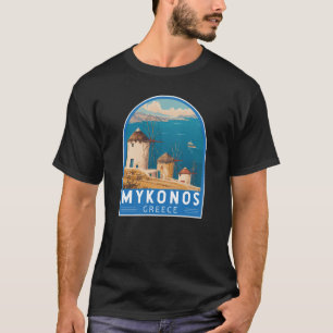 Mykonos Greece Travel Art Emblem T-Shirt