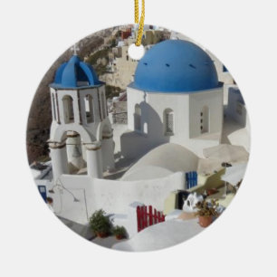 Mykonos Greece Travel Ceramic Tree Decoration