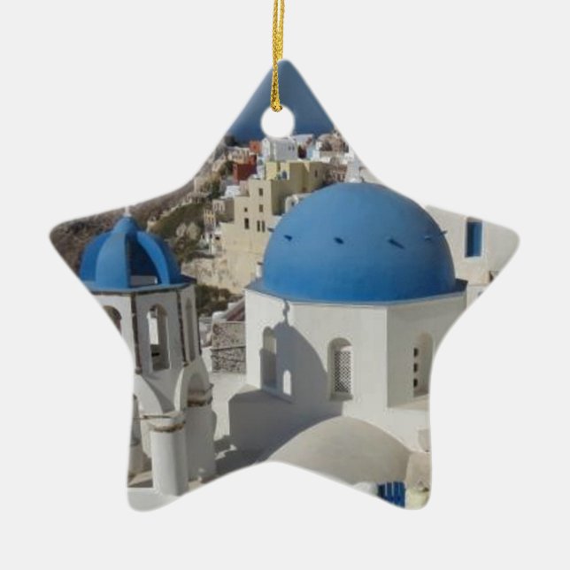 Mykonos Greece Travel Ceramic Tree Decoration (Front)