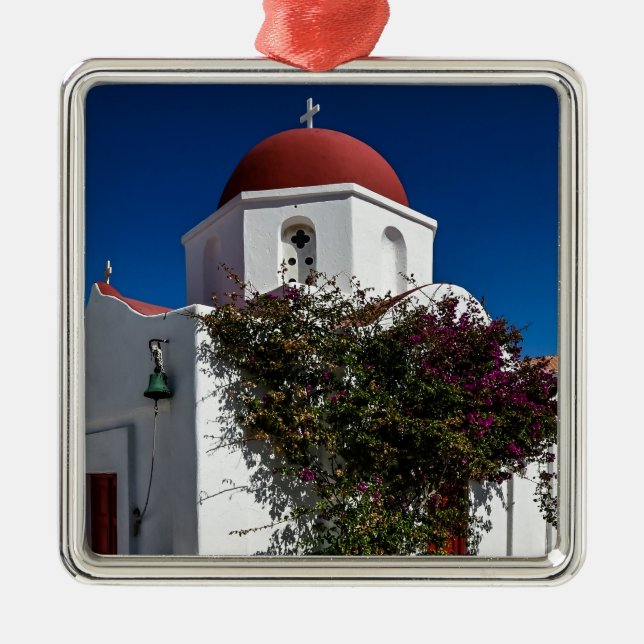 Mykonos Greece Travel - Church Cafe Europe Tourism Metal Tree Decoration (Front)