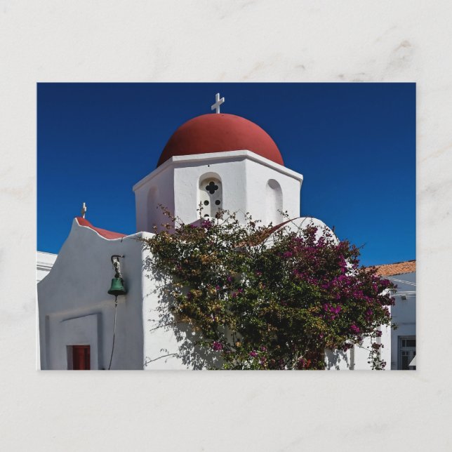 Mykonos Greece Travel - Church Cafe Europe Tourism Postcard (Front)