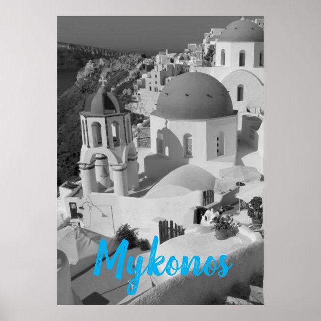 Mykonos Greece Travel - Church Cafe Europe Tourism Poster (Front)