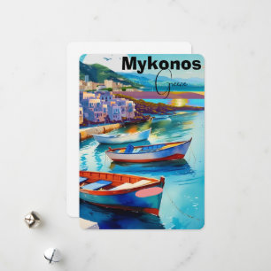Mykonos Greece Travel Postcard Art, Mykonos Postca