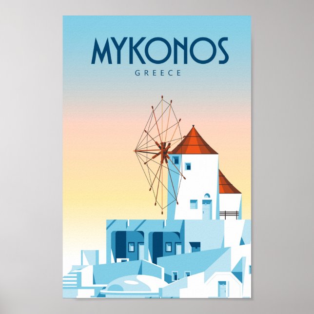 Mykonos Greece travel poster (Front)
