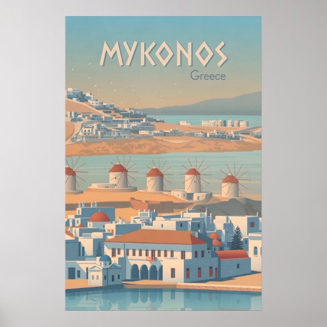 Mykonos Greece Travel Poster (Front)