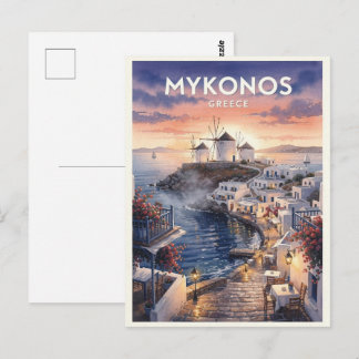Mykonos Greece Vintage Travel Postcard