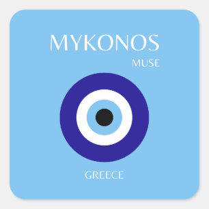 Mykonos Muse, Blue Square Sticker