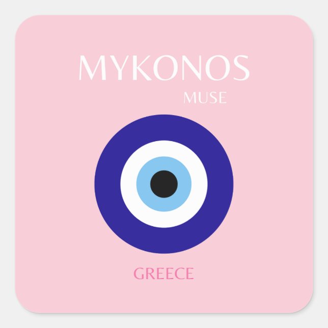 Mykonos Muse, Mykonos, Pink Square Sticker (Front)