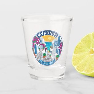 Mykonos Old Town Street Greece Shot Glass