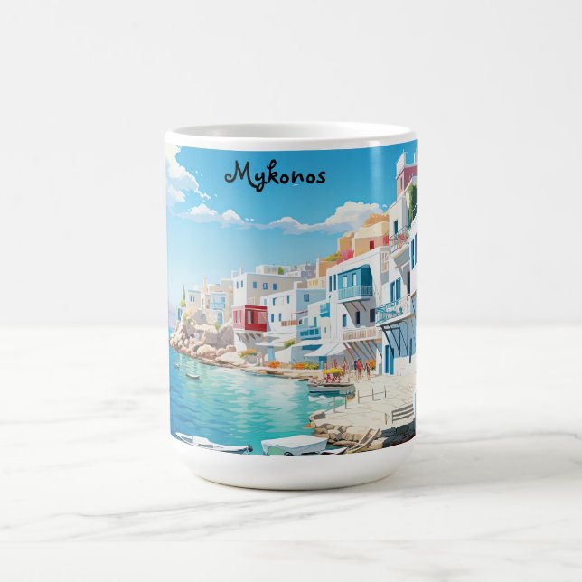 Mykonos-Sip in Style with a Touch of Greek Charm Coffee Mug (Center)