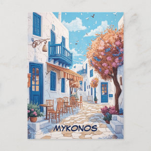 Mykonos Streets Travel Postcard